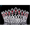 Full Crown Red Rhinestone Crystal Pageant Tiara, Abschlussball König Krone mit rotem Kristall, Hochzeit Krone